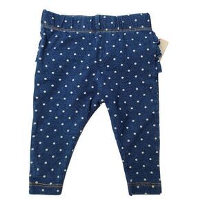 Baby Girls Ruffle Bum Faux Denim Jeans Polka Dot Cat & Jack Dark Wash 0-3M